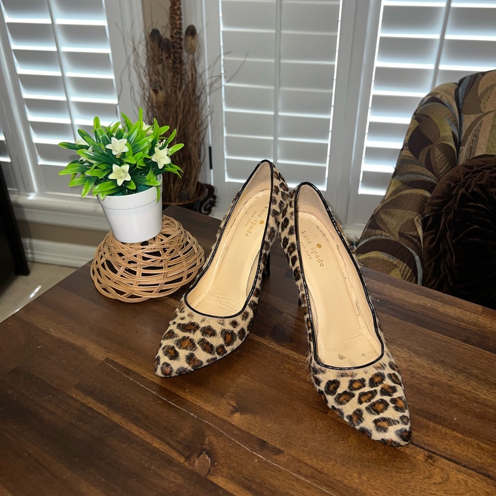 Kate Spade Leopard Animal Print Heels Pointed Toe Stiletto Pumps 7